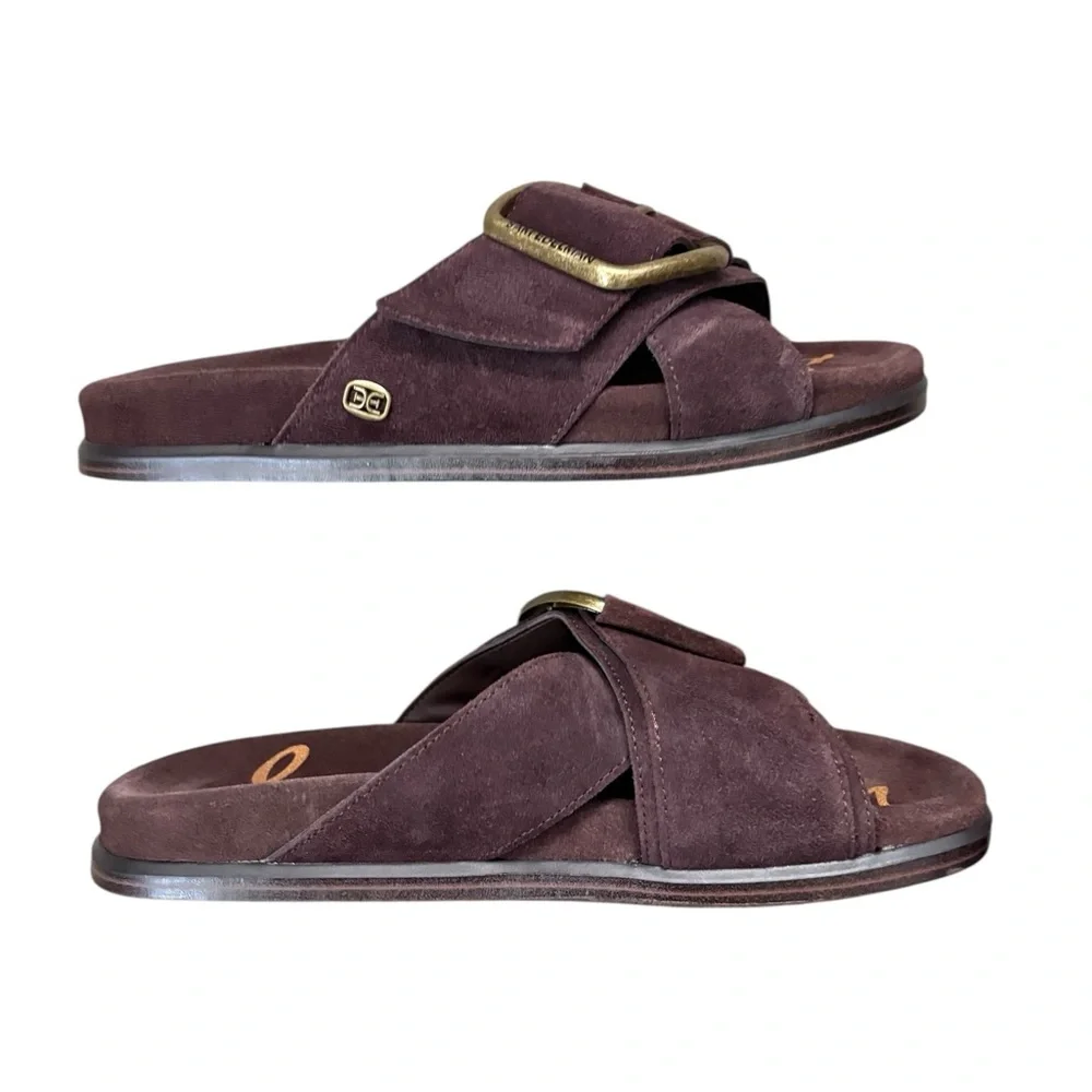 Sam Edelman Suede Buckle Slide Sandals in Cafe Noir Suede Size 6.5 - Picture 8 of 8